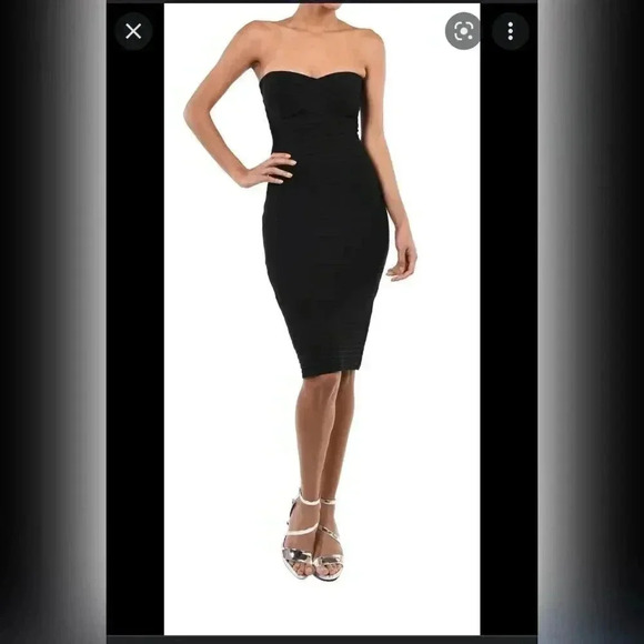 Hervé Leger Black Signature Alayna Strapless Bandage Dress NEW WITH TAG - Picture 1 of 9